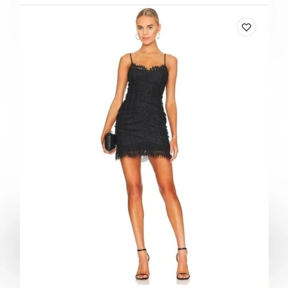 NWT For Love & Lemons Black Dress Samira Mini Dress Black Lace l Size 2X - Picture 1 of 5